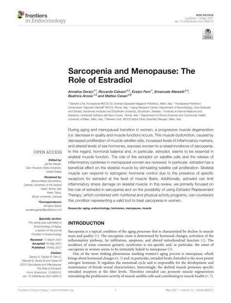 Pdf Sarcopenia And Menopause The Role Of Estradiol