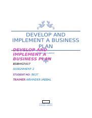 Develop And Implement A Business Plan Assigment Docx Develop