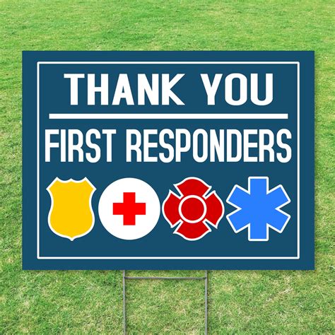 Thank You First Responders Yard Sign EMT Police Firefighter Etsy