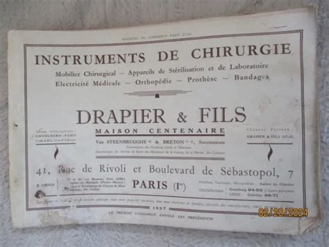 Ancien Livre Catalogue De La Maison Drapier Chirurgie M Decine