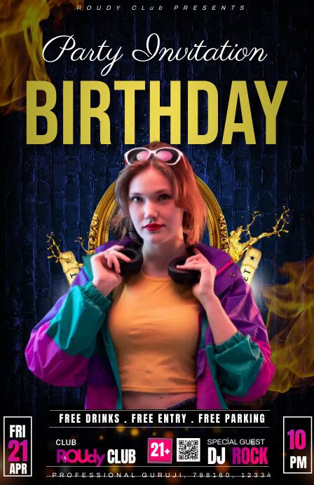 Birthday Night Party Flyer Design Template Postermywall