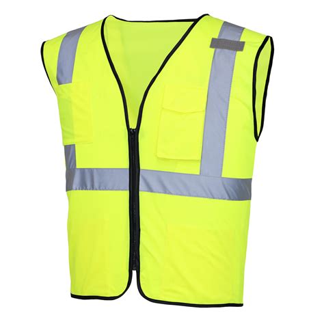 JKSafety Pockets Class High Visibility Zipper Front Safety Vest With