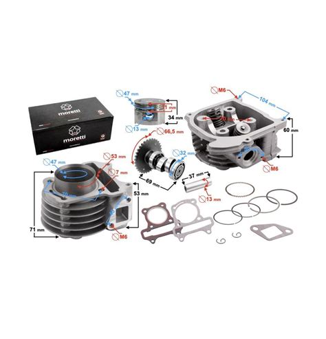 Cylinder głowica 4T 80cc Moretti do skuterów z silnikiem poziomym