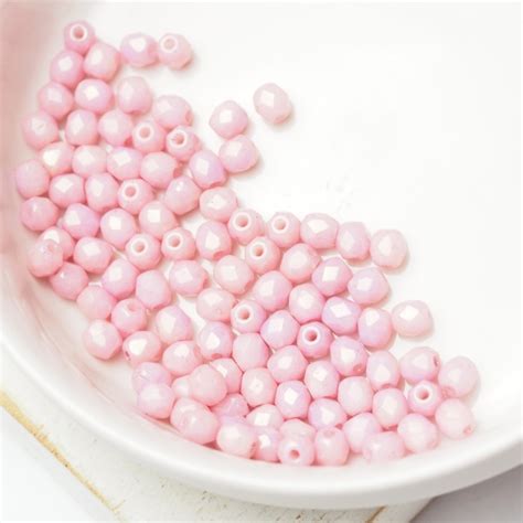 Mm Fire Polished Round Beads Chalk White Lila Luster X Pc S