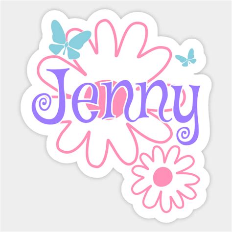 Jenny Girls Name Daisy Butterflies Jenny Name Sticker Teepublic