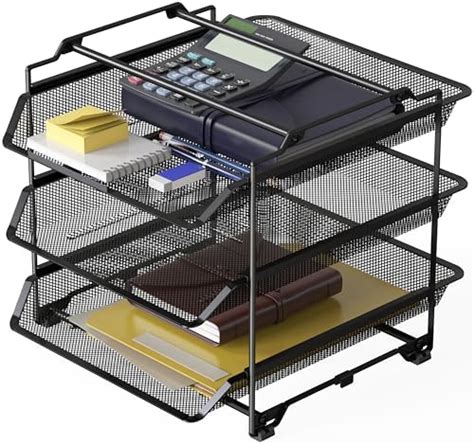 Amazon Halter 3 Tier Mesh Desktop Organizer With Sliding Paper