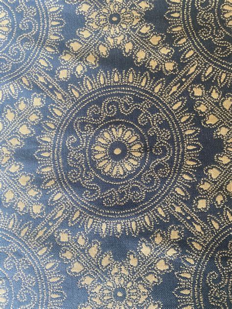 Bluewhite Medallion Fabric Upholstery Weight Etsy