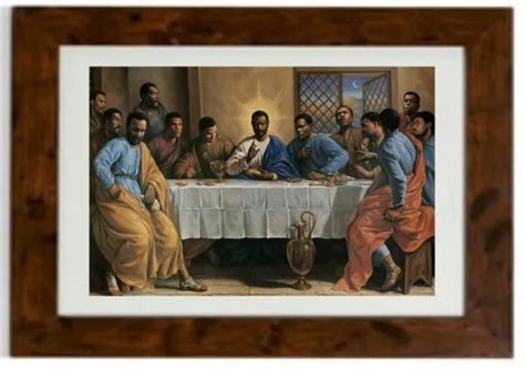 Christian Art Black African American Last Supper Framed Print Eur 3053