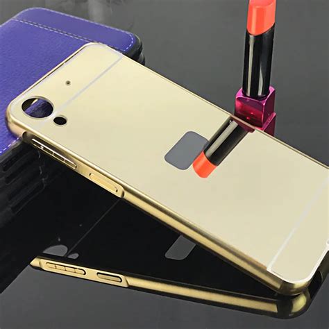 For HTC 626 628 Case Gold Metal Frame Mirror Back Plate Luxury Cover