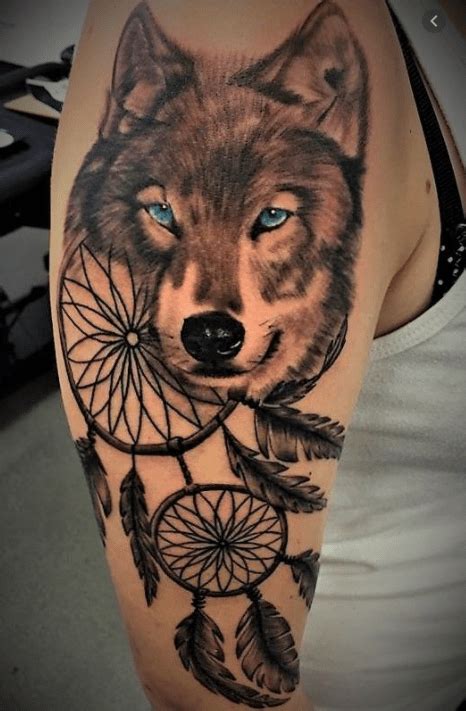 Top Dream catcher Tattoos With Wolf and It's Meaning - Powwow Times