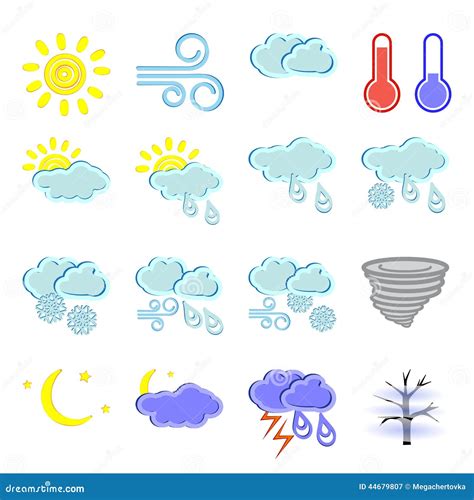 Iconos Fijados Vector De La Previsi N Metereol Gica Ilustraci N Del