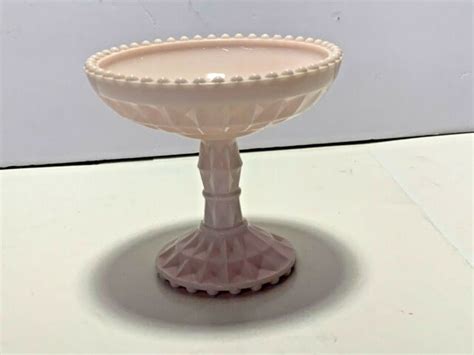 Lovely Vintage 55 Jeannette Shell Pink Milk Glass Compote Candy Dish Ebay