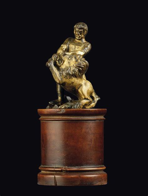 Scultura In Bronzo Fuso Cesellato E Dorato Raffigurante Sansone Che