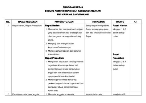 Contoh Program Kerja Organisasi