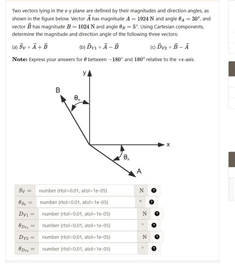 Solved Texts Two Vectors Lying In The X Y Plane Are Defined By Their