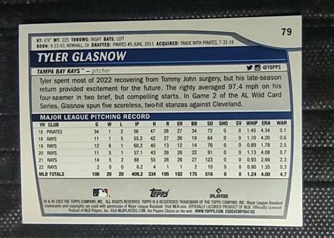 Topps Big League Tyler Glasnow For Sale Online Ebay