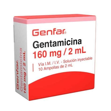 GENTAMICINA 160 MG 2ML CAJA X 10 AMPOLLAS GENFAR