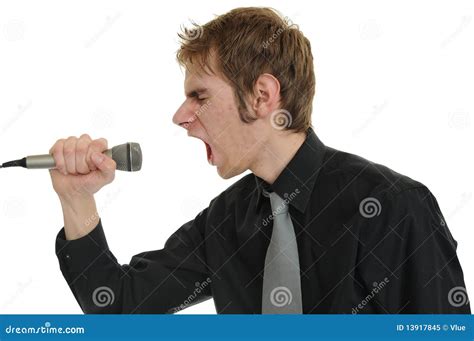 Screaming Into Microphone Stock Image Image Of Black