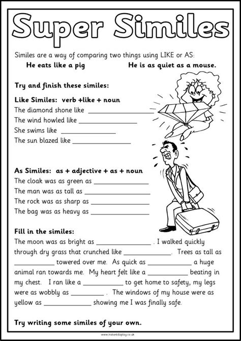 Similes Worksheet Second Grade