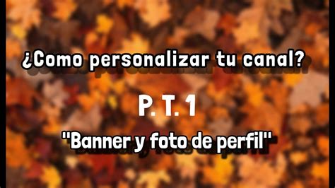 Como Personalizar Tu Canal Tutorial P T Banner Y Foto De Perfil