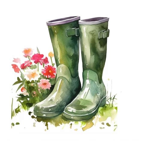 Premium Ai Image There Is A Painting Of A Pair Of Rain Boots With