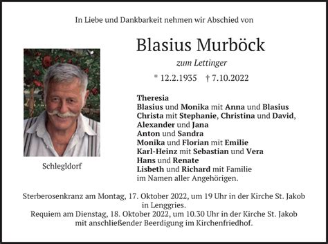 Traueranzeigen Von Blasius Murb Ck Trauer Merkur De