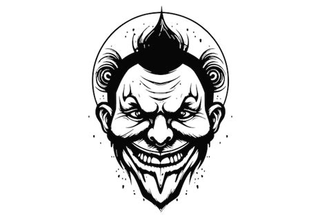 Premium Vector | Black and white horror joker face mascot logo