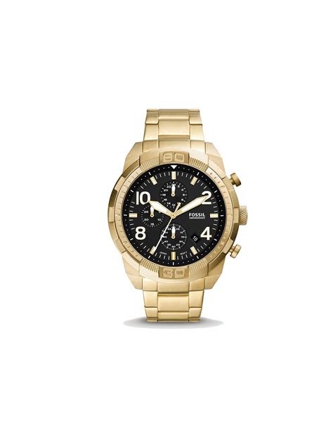 Fossil Chronograph Gold-Tone Stainless Steel Men's Watch Black Dial