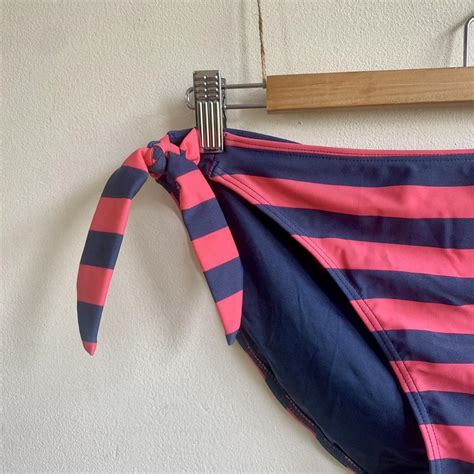 Stripe Bikini Bottoms Wide Tie Side Fat Face Navy Depop
