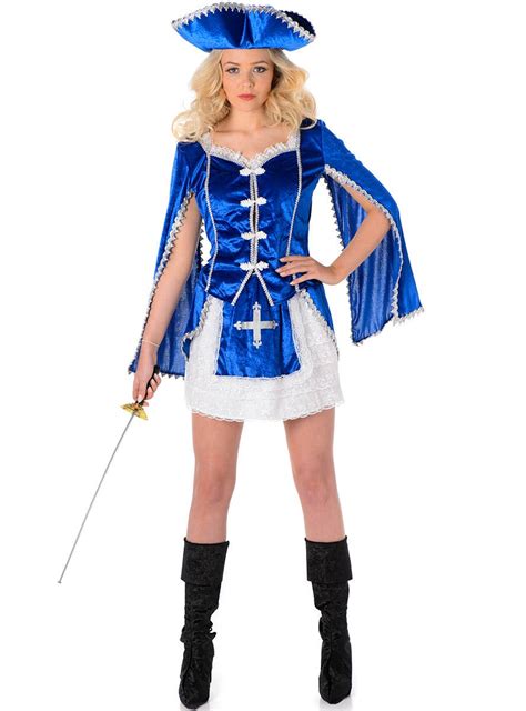 Blue And White Musketeer Costume Dress Womens Musketeer Costume