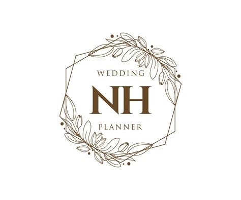 Nh Initials Letter Wedding Monogram Logos Collection Hand Drawn Modern