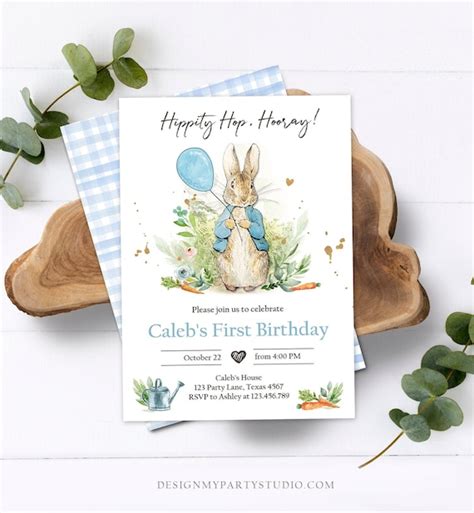 Peter Rabbit 1st Birthday Invitations - Happy Birthday Card