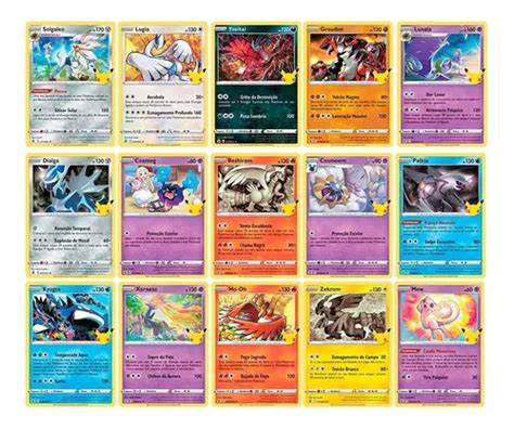 Kit 15 Cartas Pokémon Lendários Celebrações Brilhantes MercadoLivre