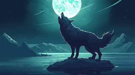 Un hombre lobo aullando a la luna concepto de fantasía ilustración