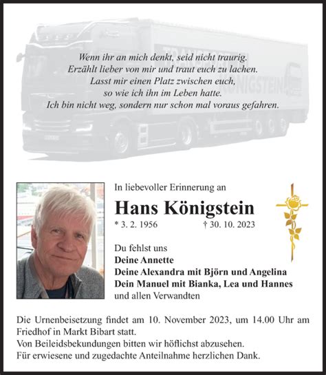 Traueranzeigen Von Hans K Nigstein Trauer Flz De