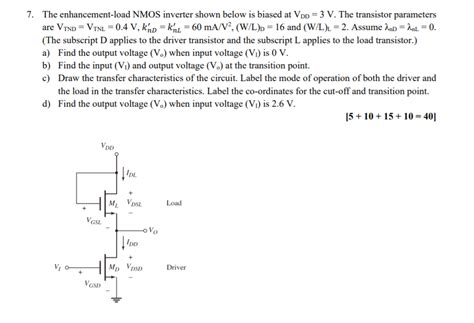 Solved The Enhancement Load Nmos Inverter Shown Below Is Chegg