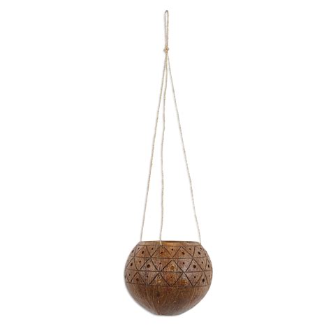 Bungalow Rose Handmade Raindrops Coconut Shell Hanging Planter Wayfair