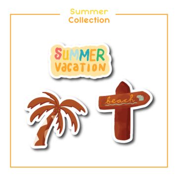 Summer Vacation Cute Stickers Vector Summer Vacation Sticker Png And