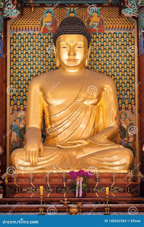 Gilded Statue of Buddha at Jogyesa Temple, Seoul, South Korea Editorial ...