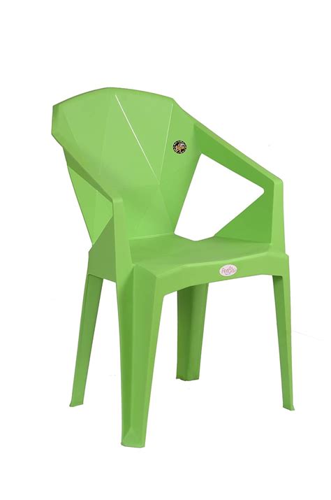 Petals Nakshatra Green Color Plastic Arm Chair For Home And Garden