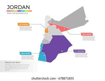 Jordan Map Infographics Vector Template Regions Stock Vector Royalty