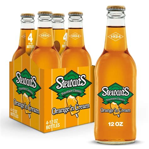 Stewarts Orange N Cream Made With Sugar 12 Fl Oz Glass Bottles 4 Pack