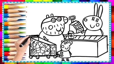 Colorea Peppa Pig En El Super Mercado Dibujos De Peppa Pig