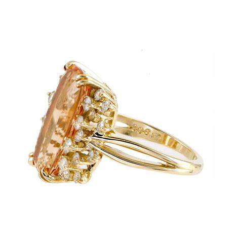 Natural Orange Precious Topaz Diamond Gold Ring For Sale At Stdibs