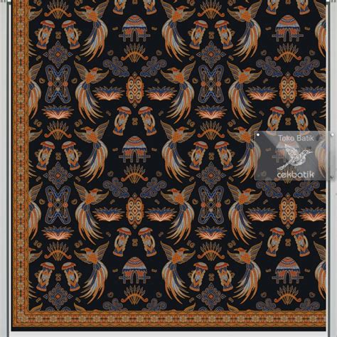 Jual Kain Batik Alitas Expor Motif Batik Burung Papua V Hitam