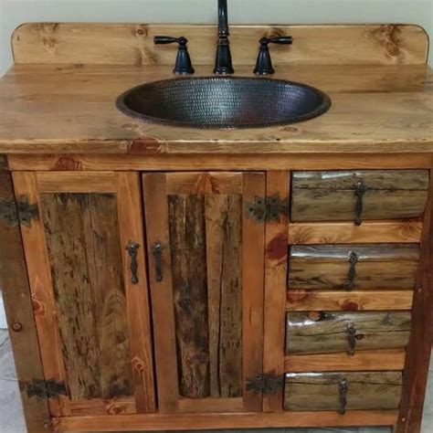 Rustic Bathroom Vanity 42 Rustic Log Vanity Etsy