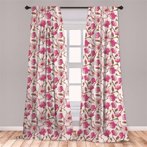 Flower Curtains 2 Panels Set Romantic Spring Branches Bursting Into