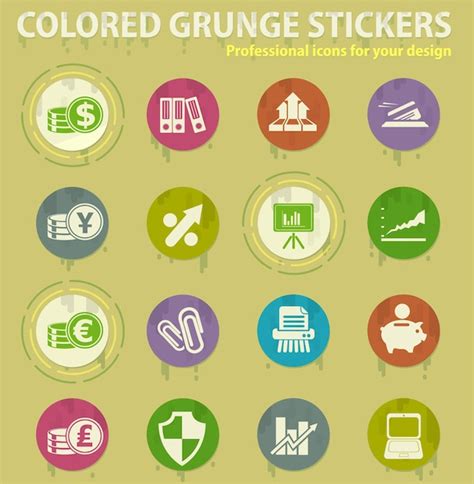 Premium Vector Business And Finance Colored Grunge Icons