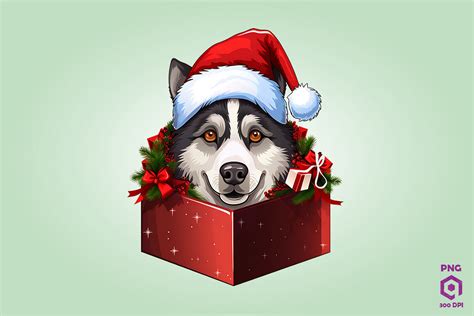 Christmas Siberian Husky Dog Gift Box Graphic by Quoteer · Creative Fabrica