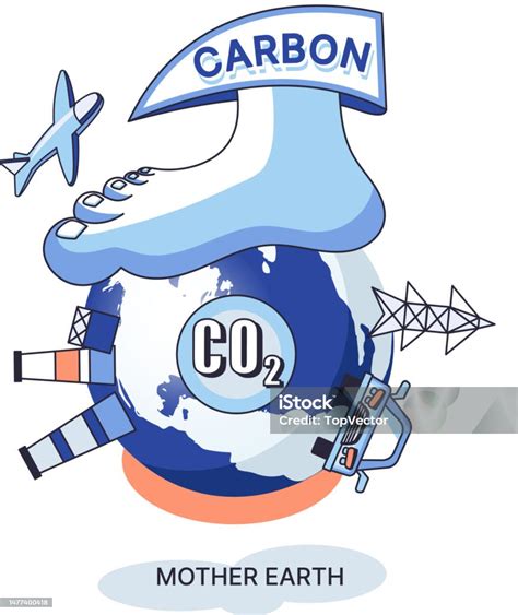 Ilustración De Niveles Récord De Dióxido De Carbono Co2 En La Atmósfera La Huella De Carbono Y